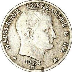 1 lira d'Italie, Napoléon Ier, 1809, Milan