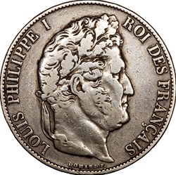 5 francs, 3e type Domard, Louis-Philippe Ier, 1845, Lille