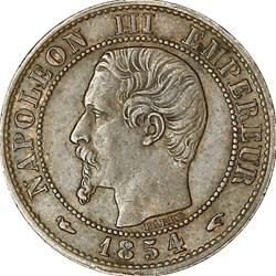 Un centime, tête nue, Napoléon III, 1854, Paris