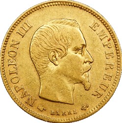 10 francs, tête nue, Napoléon III, 1858, Paris