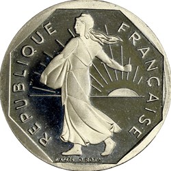 2 francs Semeuse, nickel, BE, 1996
