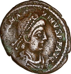 Nummus de Magnus Maximus, Spes Romanorum, été 387 - 28 août 388, Aquilée