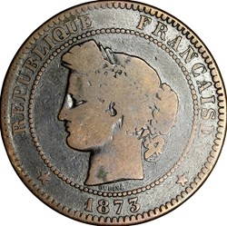 10 centimes Cérès, IIIe République, 1873, Bordeaux