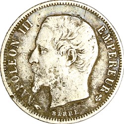 50 centimes, tête nue, Napoléon III, 1860, Paris
