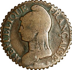 Cinq centimes Dupré, grand module, le Directoire, an 7 / 5, Paris, monnaie de bagnard