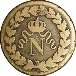 Un décime à l'N couronnée, Napoléon Ier, 1814 •, Strasbourg