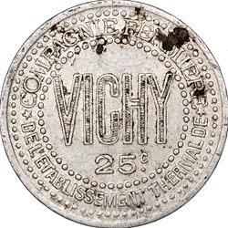 25 centimes, Compagnie Fermière de l'Etablissement thermal de Vichy, 1920-1922