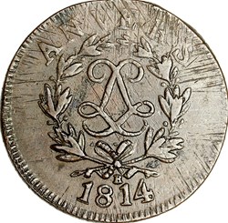 10 centimes d'Anvers au double L, Louis XVIII, 1814R, Anvers, atelier de Wolschot