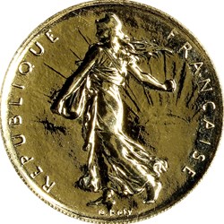 1 franc or Semeuse, BU, 2001
