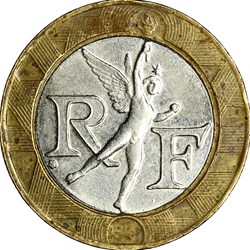 10 francs Génie de la Bastille, Ve République, 1990, faux d'époque
