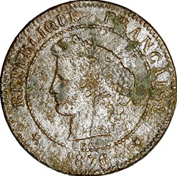 5 centimes Cérès, IIIe République, 1876, Bordeaux