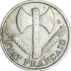 50 centimes francisque, Etat Français, 1943, Beaumont-le-Roger