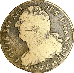 2 sols au faisceau, type François, Louis XVI, 1792, an 4, Metz