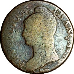 Cinq centimes Dupré, grand module, sans point après CENTIMES, le Directoire, an 5, Limoges