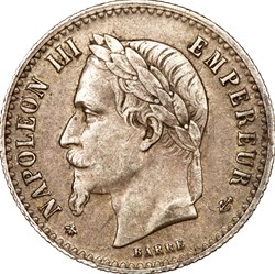 50 centimes, tête laurée, Napoléon III, 1865, Paris