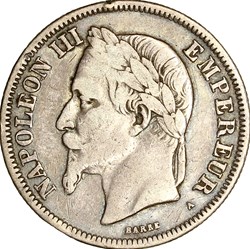 2 francs, tête laurée, Napoléon III, 1869, Paris