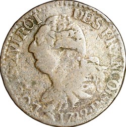 3 deniers au faisceau, type François, Louis XVI, 1792, an 4, Lyon