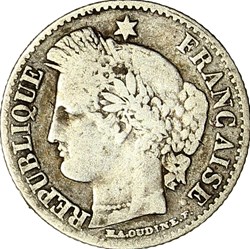 20 centimes Cérès, IIe République, 1850, oreille basse, Paris