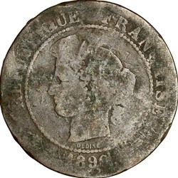 5 centimes Cérès, IIIe République, 1890, Paris