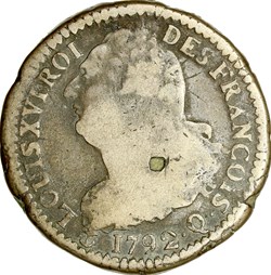 2 sols au faisceau, type François, Louis XVI, 1792, an 4, Perpignan