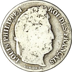1 franc, couronne de chêne, Louis-Philippe Ier, 1841, Rouen