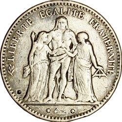 5 francs Hercule, IIIe République, 1876, Paris