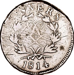 10 centimes d'Anvers au double L, Louis XVIII, 1814, Anvers, atelier de Wolschot