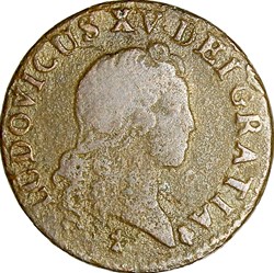 Liard au buste enfantin, Louis XV, 1721, Reims