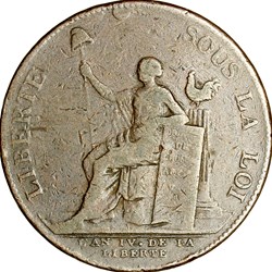 Monneron de 2 sols à la Liberté, type "qui se vend", 1792