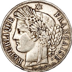5 francs Cérès, IIe République, 1849, Paris