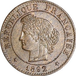 1 centime Cérès, IIIe République, 1892, Paris