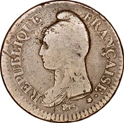 Un décime Dupré, grand module, Directoire, an 7/5, A/A, coq/corne, Paris