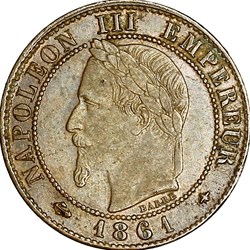Un centime, tête laurée, Napoléon III, 1861, Paris