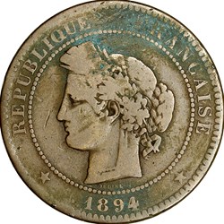 10 centimes Cérès, IIIe République, 1894, Paris
