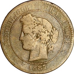 10 centimes Cérès, IIIe République, 1887, Paris