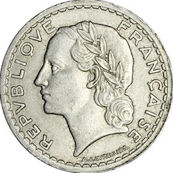 5 francs Lavrillier, aluminium, IVe République, 1948