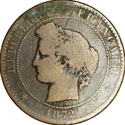10 centimes Cérès, IIIe République, 1872, Paris