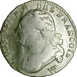 12 deniers au faisceau type François, Louis XVI, 1793, an 5, Lille