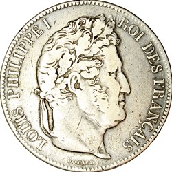 5 francs, 2e type Domard, Louis-Philippe Ier, 1843, Lille