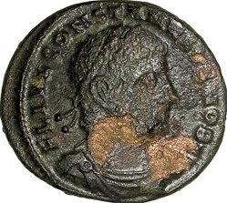 Centenionalis de Constance II césar, Gloria Exercitus, 2 enseignes, 330-333, Thessalonique