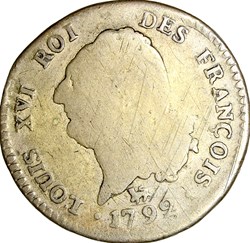30 sols au Génie, type François, Louis XVI, 1792, an 4, Paris