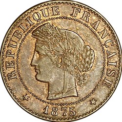 1 centime Cérès, IIIe République, 1875, Paris