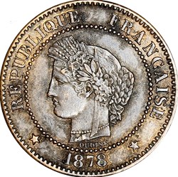 2 centimes Cérès, IIIe République, 1878, Paris