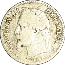 50 centimes, tête laurée, Napoléon III, 1867, BB normal, Strasbourg