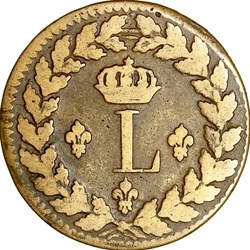 Un décime à l'L couronnée, Louis XVIII, 1815••, Strasbourg