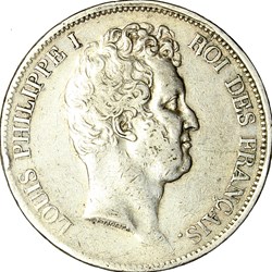 5 francs, type Tiolier, avec I, tranche en creux, Louis-Philippe Ier, 1831, Paris