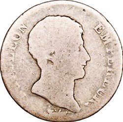 Demi-franc, tête nue, Napoléon Ier, an 13, Toulouse, sans point après FRANC