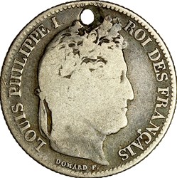 1 franc, couronne de chêne, Louis-Philippe Ier, 1832, Strasbourg