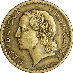 5 francs Lavrillier, bralu, GPRF, 1946, Castelsarrasin