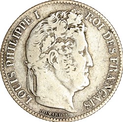 1 franc couronne de chêne, Louis-Philippe Ier, 1847, Paris